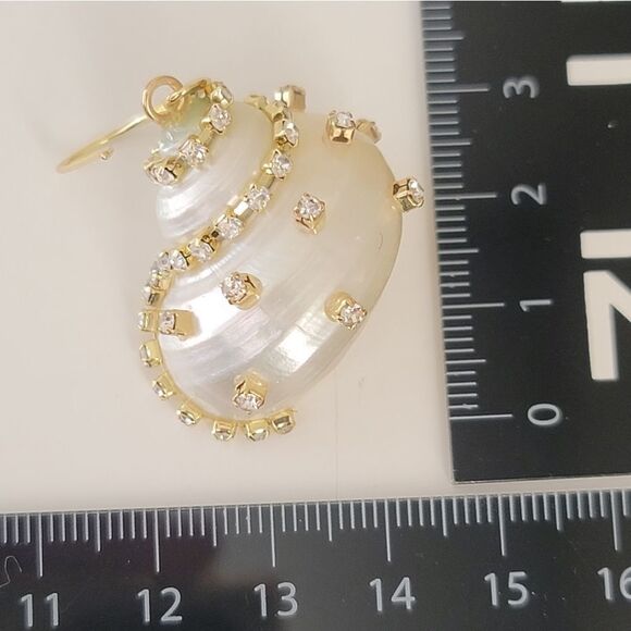 Baublebar Earrings Snail Shell Goldtone Crystal Earrings #538 - Picture 5 of 8